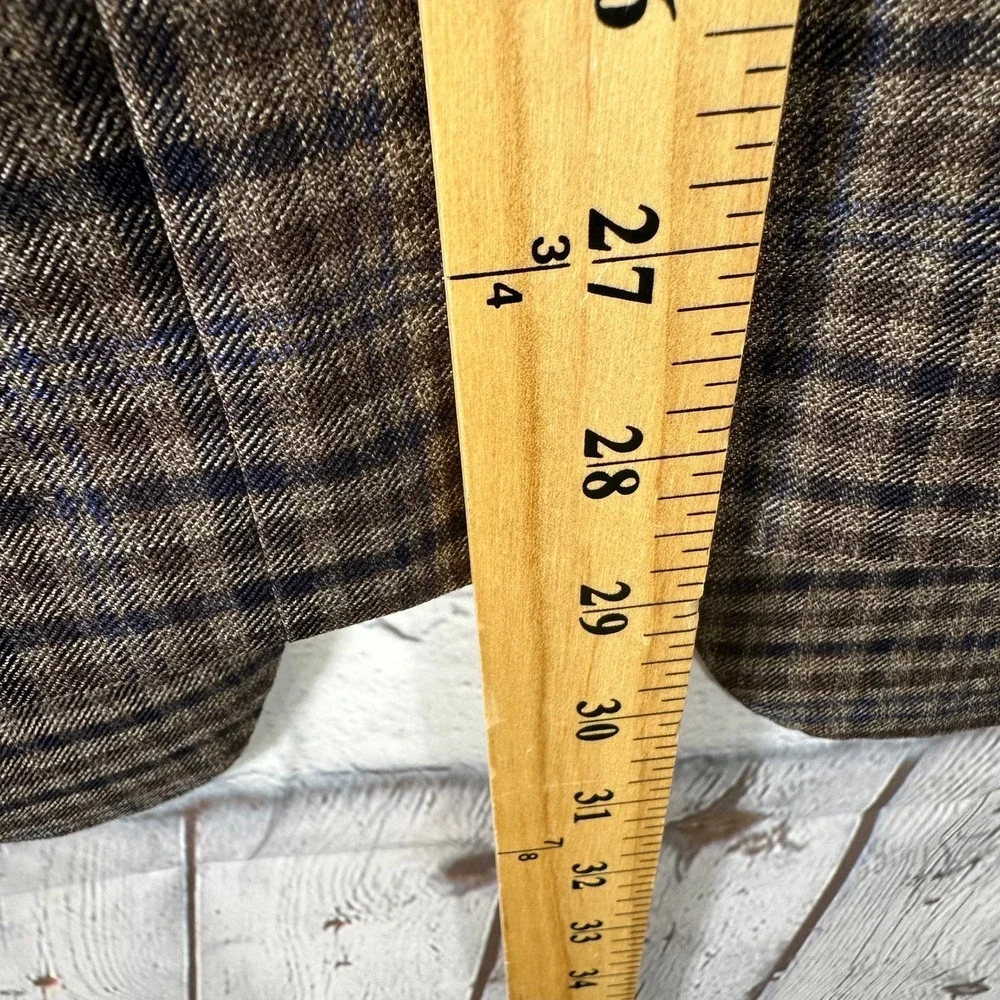 Hickey Freeman Beacon Mens 44R Worsted Wool Blazer Brown Blue Plaid Sport Coat
